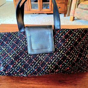 Indeed Large Black Bag with Colorful Stitching VGC
